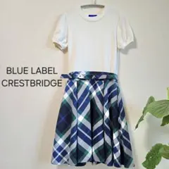 BLUE LABEL CRESTBRIDGE ワンピース チェック ニット 半袖