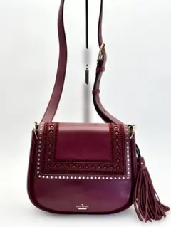 ケイトスペード ショルダーバッグ ボルドー レザー タッセル スタッズ 美品