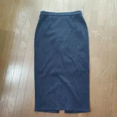 GU　ダークブルー リブ編み タイトスカート スリット入り