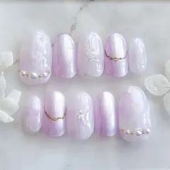 薄紫のニュアンスネイル　結婚式　ブライダル　成人式　前撮り　イベント