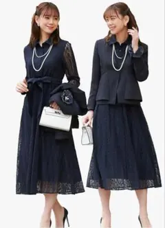 美品ネイビー ワンピーススーツセット　13号