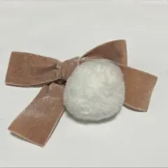★もこもこ★リボン　ヘアクリップ