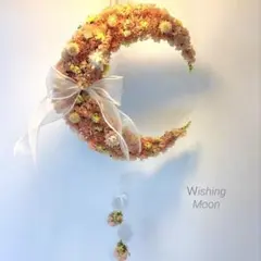 スターチス 三日月リース ガーランド付き 春色ハーフムーンリース