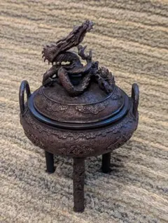 BK559 時代銅器 古銅 蝋型鋳銅 龍形脚 薄端 花器 - メルカリ