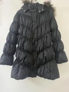 ブラックダウンコート フード付き　160