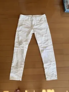 AZUL BASIC ホワイト スキニーパンツ ダメージ加工