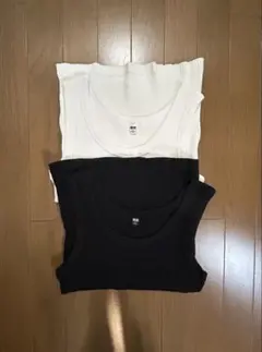 UNIQLO リブタンクトップ black・white set