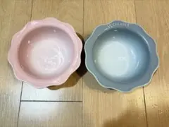 ルクルーゼ フルールプレートセット6点 ピンク 箱有り 皿 小鉢 LE CREUSET - ルクルーゼ フルールプレートセット 6点 箱あり
