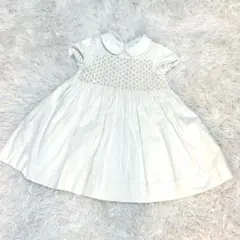 アイボリー スモッキングワンピース