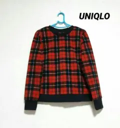 ユニクロ　チェック柄トレーナー Mサイズ　フリース　部屋着