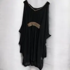 Radiate上品ブラック パーティードレス ゴールド装飾 シフォン お呼ばれ