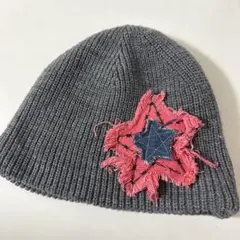SPINNS デニムスターデザイン ニットキャップ　グレー