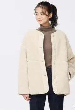 GU オーバーサイズ2WAYボアブルゾン　S ホワイト
