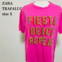 ザラ TRF ビーズロゴTシャツ ピンク S 夏フェス 韓国 Y2K トルコ製