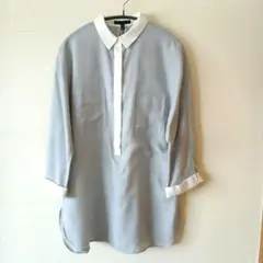 icb 　M　グレー シャツワンピース　プルオーバー　7分袖　百貨店　オンワード