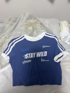 Tシャツ　ショート丈　ブルー　スポーツ系