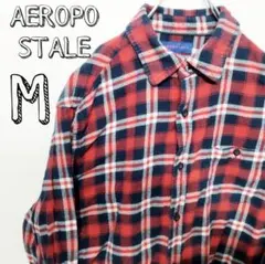 USA古着  AEROPOSTALE ネルシャツ　M レッド　ネイビー