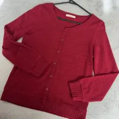 赤 ボルドー ニットカーディガン Ｌ
