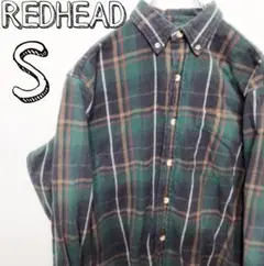 USA古着  REDHEAD ネルシャツ　S　グリーン　ブラック　ブラウン