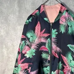 美品☆ オールドGAP ボタニカル柄 リバーシブル ジップアップブルゾン サテン