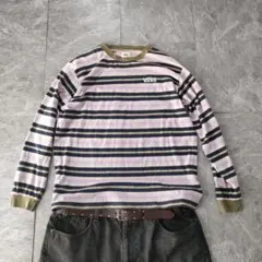 vans border long sleeve tee pink y2k　p