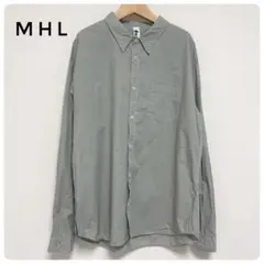 美品MHL. マーガレットハウエル コットンシャツ グレー 3L長袖 メンズ
