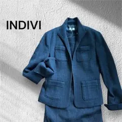 INDIVI インディビ ツイード ジャケット ワンピース　セットアップ 黒M
