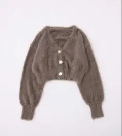 ナイスクラップ NICE CLAUPゴールドボタンフェザーショートカーディガン