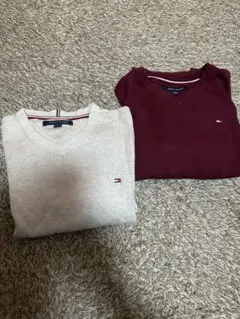 トミーヒルフィガー Vネックニット 2色セット