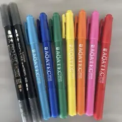 水性マーカー 9本セット PLATINUM AQUATEC カラーペン　黒ペンのサムネイル