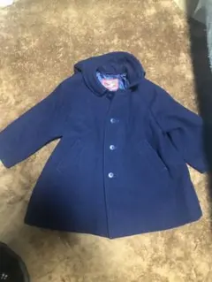 familiar ファミリア紺色×チェック柄コート　110