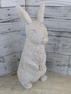 レトロ　石の重い白兎　ウサギ　置物　ガーデニング　アンティーク　古道具鳥獣戯画 レトロ 石の重い白兎 ウサギ 置物 ガーデニング アンティーク 古道具
