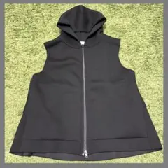 しまむら SEASON REASON フード ベスト フレア裾 黒 ブラック L