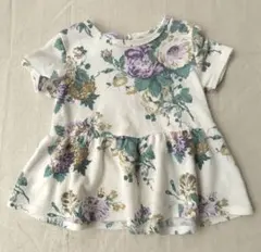 Bee de Bee 花柄 Tシャツ 120 トレーナー生地 バックリボンのサムネイル