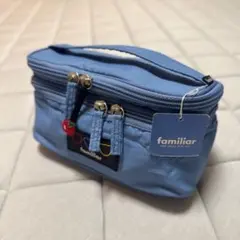 familiar ファミリア　ポーチ ブルー りんごチャーム　付き　水色