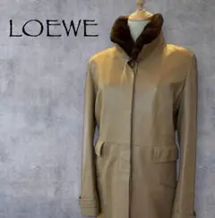 【美品】LOEWE ロエベ スタンドカラーコート イタチファー ネイビー 40 美品】LOEWE ロエベ スタンドカラーコート イタチファー