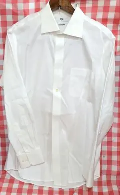 ユニクロ メンズ スーパーノンアイロン ホワイト スリムフィット シャツ　L