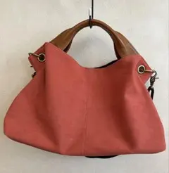 エコロコ キャンバスオレンジ トートバッグ 持ち手本革