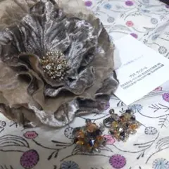 コサージュ ビーズイヤリング セット　卒業式 入学式 結婚式などに