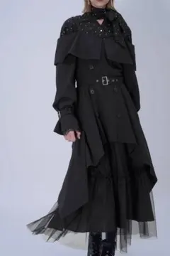 【HARE・完売品】レディース オフショルトレンチワンピース ブラック モード