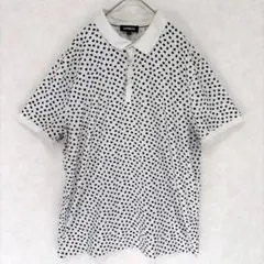 EXPRESS ポロシャツ XL ドット柄 総柄 白 黒 半袖 古着 メンズ