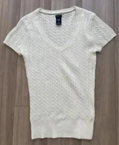 GAP 半袖ニット　Vネック　ケーブル編み　サイズXS