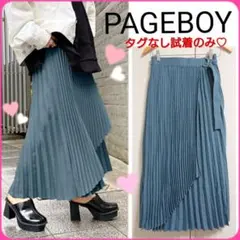 web限定 PAGEBOY WL ラップ プリーツスカート ブルーグリーン系