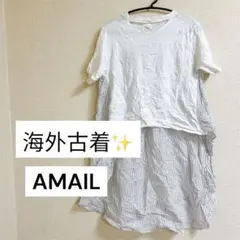 AMAIL レイヤード 半袖Tシャツ ホワイト/ストライプのサムネイル