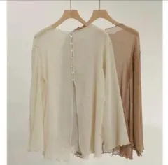 Eaphi slit button sheer tops ivoryのサムネイル