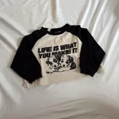 マイリトルワンダー　ラグラン長袖Tシャツ 90cm 犬プリント