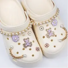 クロックス crocs ジビッツ デコ 韓国 y2k クマ ゴールド チェーン