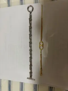 未使用　ノーブランド　ブレスレット　マンテル　Uチェーン シルバー　ゴールド