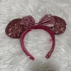 ミニー耳カチューシャ ピンク スパンコール