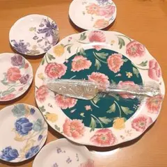 ケーキ皿セット (大皿、サーバー 1・小皿 5)